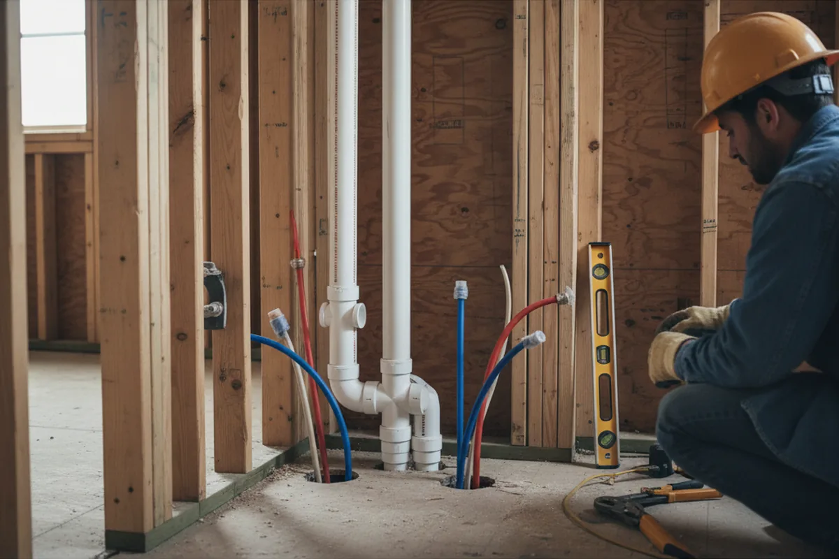 Drain and supply rough-in during Drain Cleaning in Bowerston